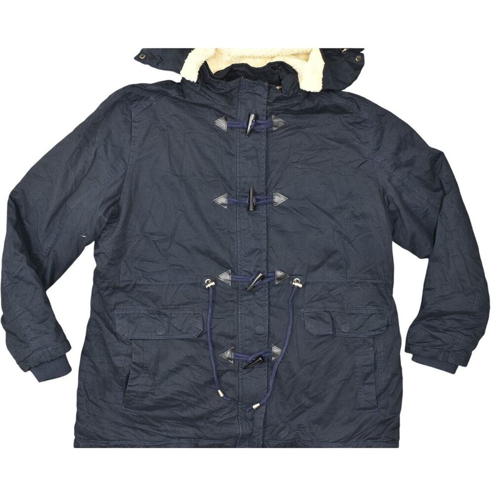 Wantdo Women's 2XL Blue Cotton Parka Jacket Sherpa Lined Full Zip Solid
